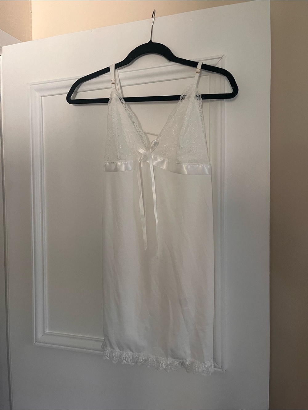 White Satin & Lace Chemise Nightdress